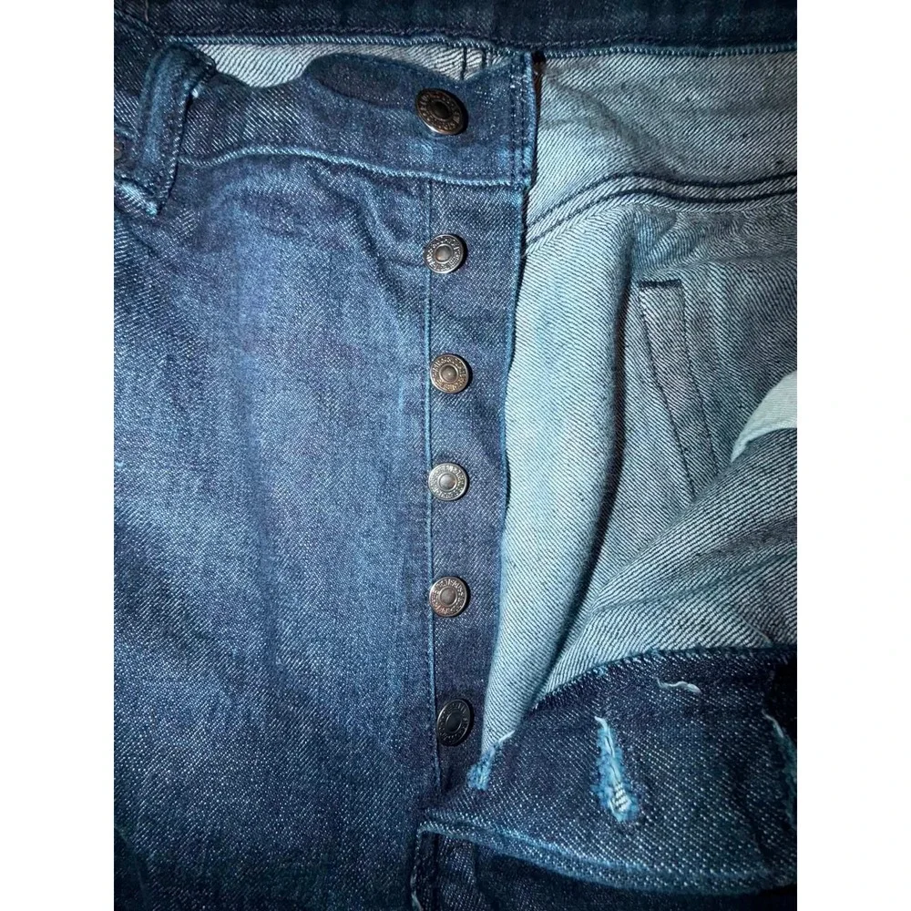 Levis 501 Original Fit Jeans Mens 38x34 Dark Wash Indigo Blue Button Fly Denim